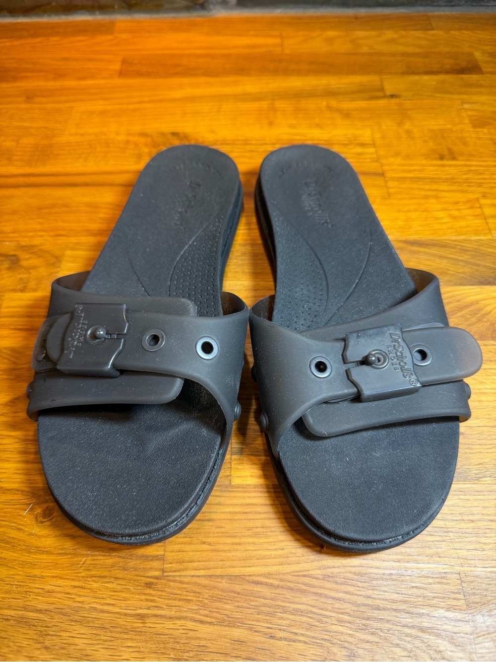 Dr. Scholl's Black Adjustable Slide Sandals size 6.